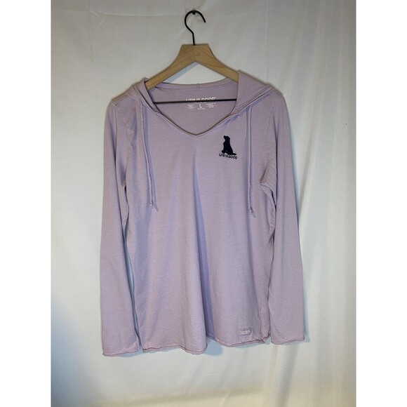 Life is Good Tops - Life Is Good Crusher Lite Hooded Long Sleeve Tee Purple Stripe Size L